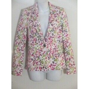 OAK73 Women's Floral Blazer Sz XS NWOT $150 Blue Yellow